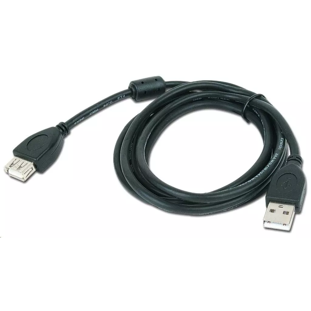 Obrázek produktu GEMBIRD Kabel USB 2.0 A-A prodlužovací 1,8m Premium (černý, ferit)