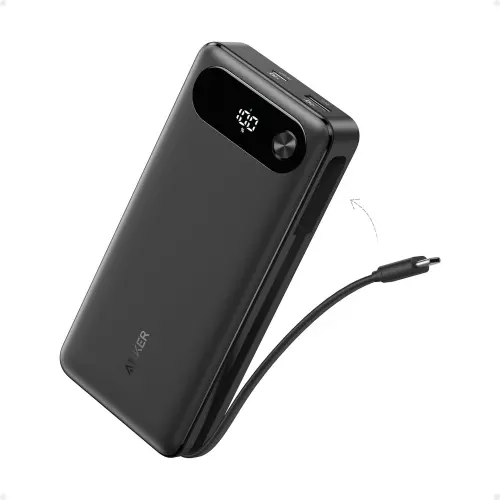 obrázek produktu Anker Power Bank 20000mAh, 87W, s vestavěným USB-C kabelem, černá - černá