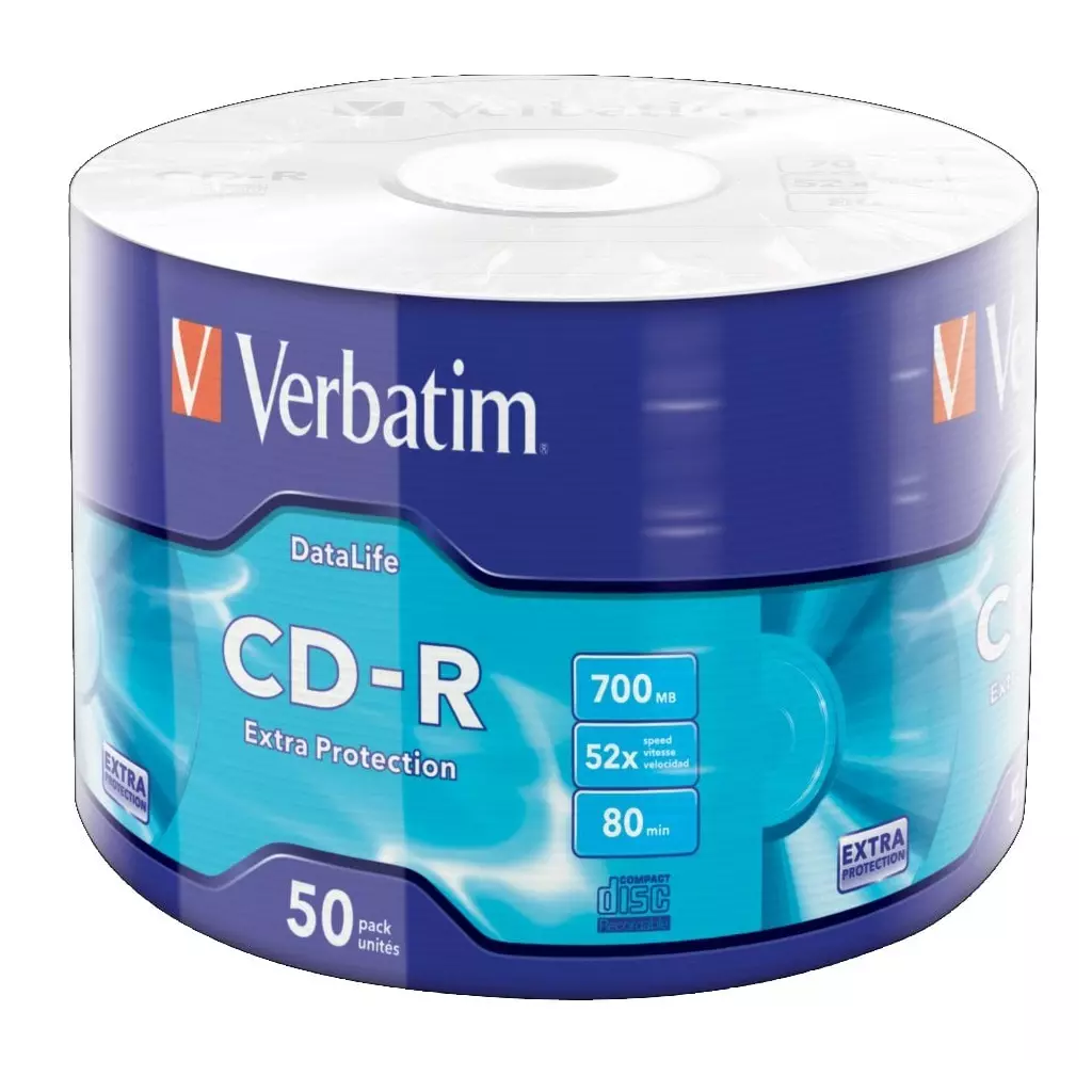 Obrázek produktu Verbatim CD-R Extra Protection 52x, 700MB, 50 ks (Spindl)