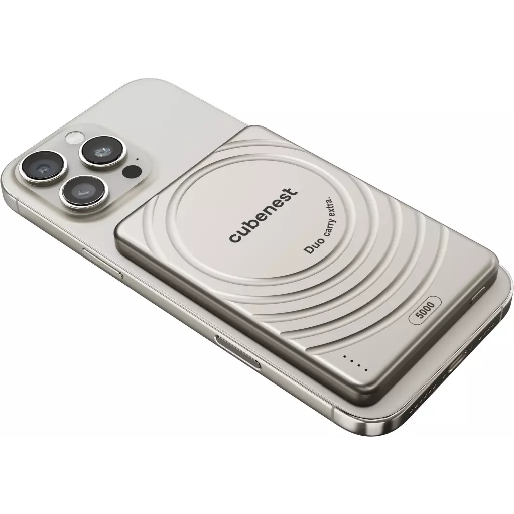 Obrázek produktu Cubenest Magnetická bezdrátová powerbanka SlimDual 5000 mAh S1B3D - titanová