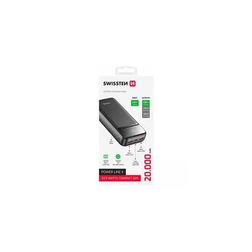 obrázek produktu SWISSTEN POWER BANK 20000 mAh POWER LINE II ČERNÁ