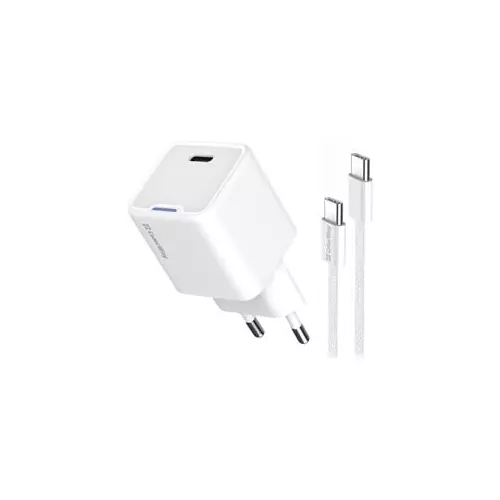 obrázek produktu ColorWay 1x USB-C/ síťová nabíječka/ GaN/ PD/ PPS/ 25W/ Včetně 100cm kabelu/ Bílá - bílá