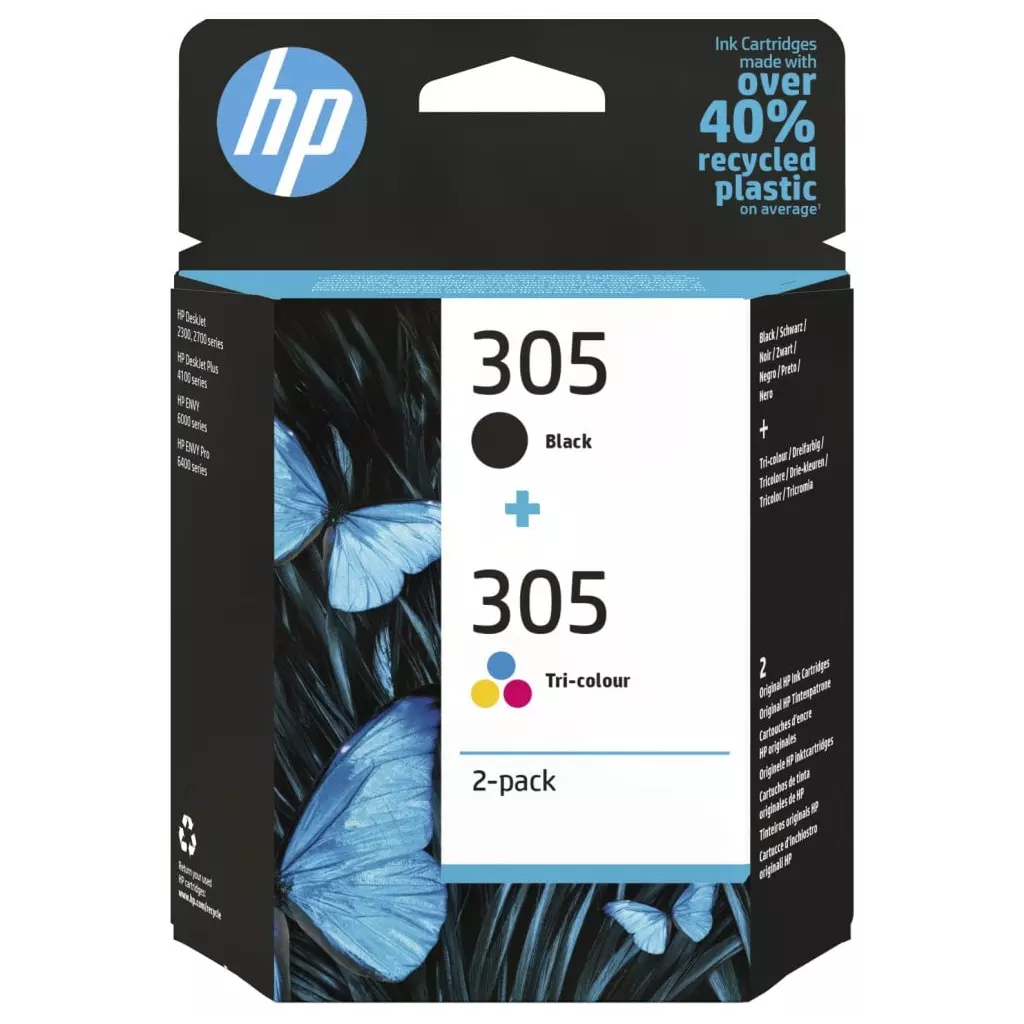 Obrázek produktu HP inkoustová kazeta 305 2-Pack Tri-color/Black Original Ink Cartridge