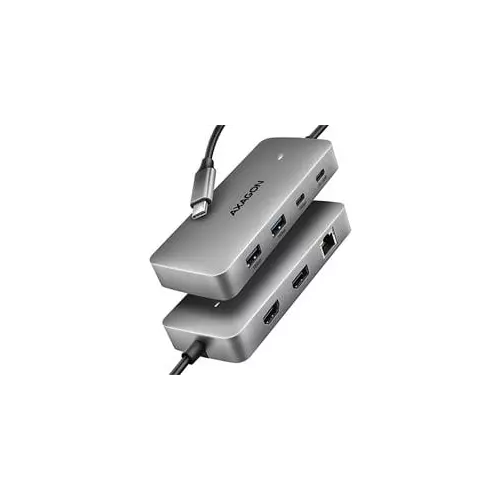 obrázek produktu AXAGON HMC-CUB83X2, USB 10Gbps hub, 2x USB-A, USB-C, HDMI & DP 4k/144Hz, RJ-45 GLAN, PD 100W, kabel USB-C 15cm