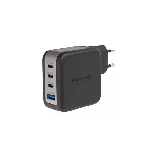 obrázek produktu Swissten síťový adaptér gan 3x usb-c 100w pd + 1x usb-a 18w qc černý