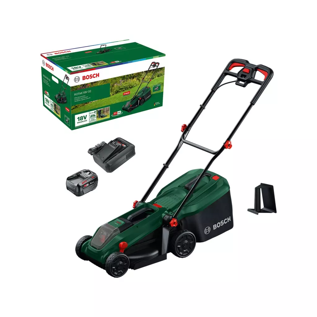 Obrázek produktu BOSCH Akumulátorová sekačka na trávu ROTAK 18V-32 vč. bat. a nab. (0.600.8B9.P00)