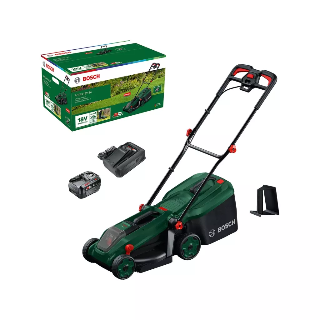 Obrázek produktu BOSCH Akumulátorová sekačka na trávu ROTAK 18V-34 vč. bat a nab. (0.600.8B9.N00)