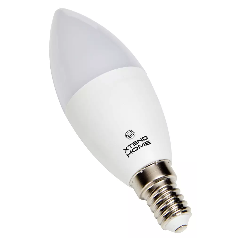 Obrázek produktu Xtend Home smart LED žárovka, E14, RGB+W, 4.8W, 450lm, barevná, stmívatelná, WiFi, Tuya