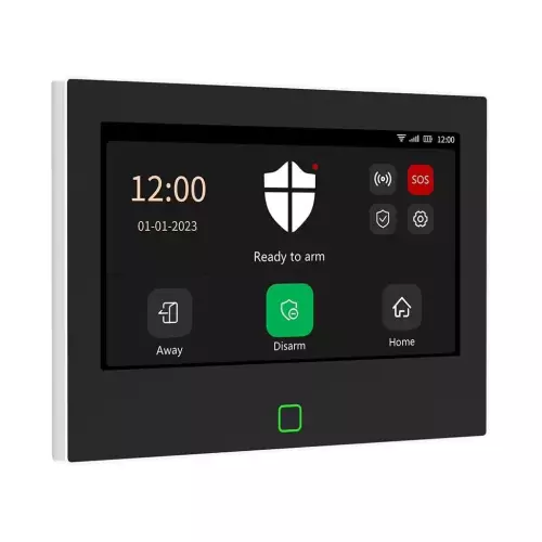 obrázek produktu Xtend Home alarmový set, jednotka 7", 2x pohyb čidlo, 2x dveřní čidlo, 4x dálkové ovládání, 1x kouř čidlo, Tuya