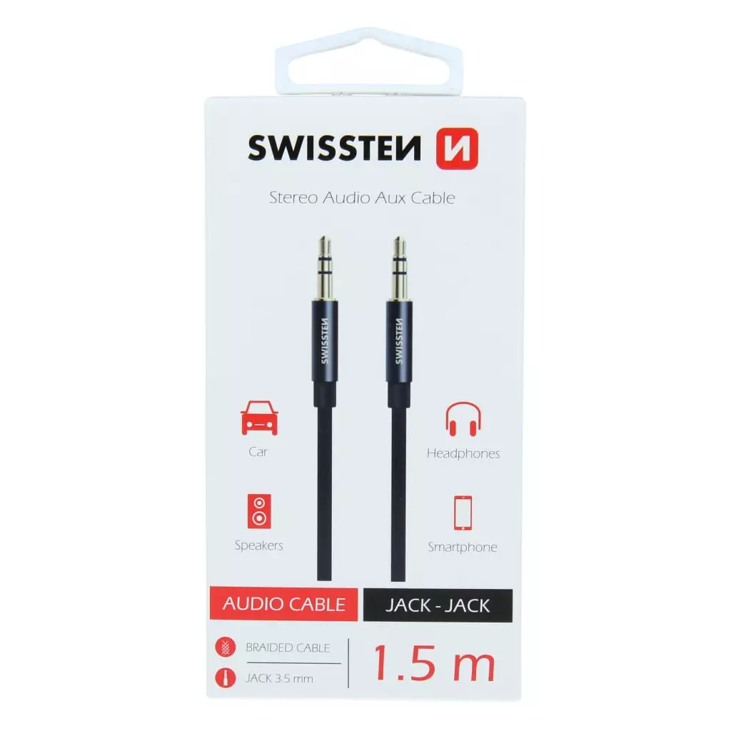 Obrázek produktu Swissten Audio kabel jack – jack 1,5 m, černý