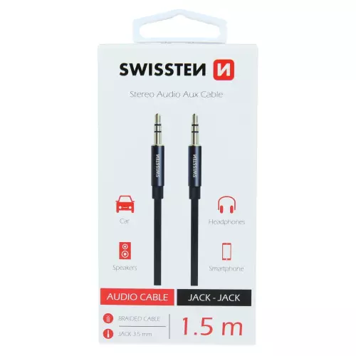 obrázek produktu Swissten Audio kabel jack – jack 1,5 m, černý