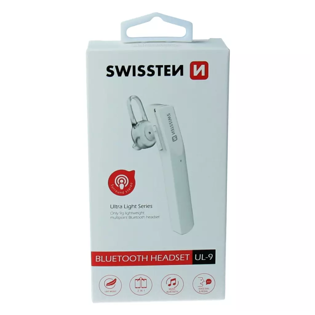 Obrázek produktu Swissten Bluetooth headset UL-9, bílý