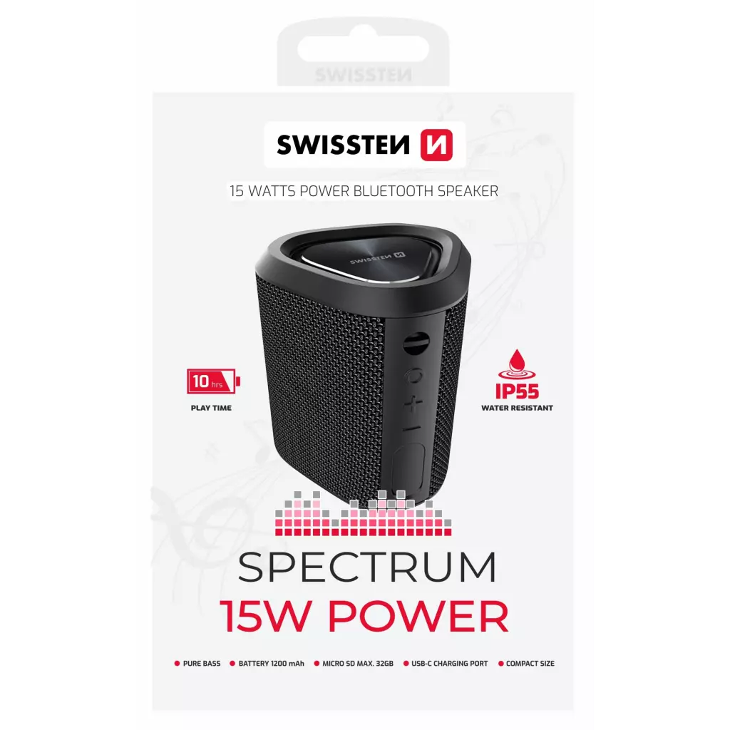 Obrázek produktu Swissten Bluetooth reproduktor Spectrum 15 W, černý