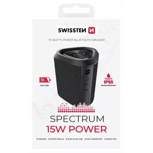 obrázek produktu Swissten Bluetooth reproduktor Spectrum 15 W, černý