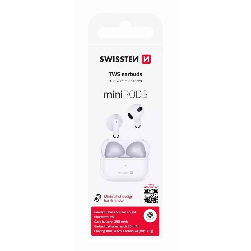 Obrázek produktu Swissten TWS sluchátka Minipods, bílá