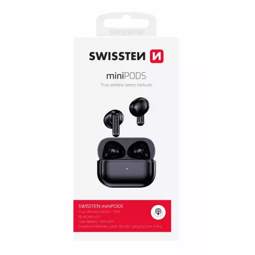 obrázek produktu Swissten TWS sluchátka Minipods, černá
