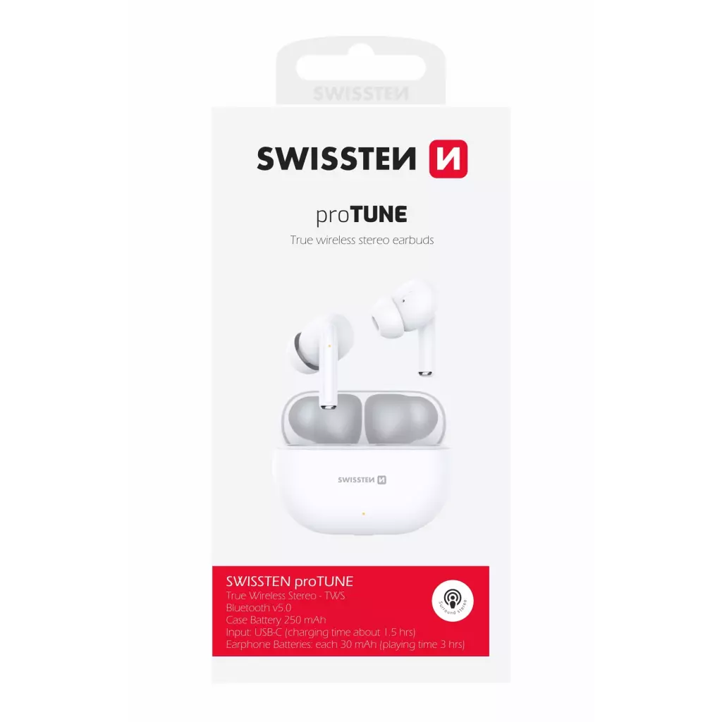 Obrázek produktu Swissten TWS sluchátka Pro Tune, bílá