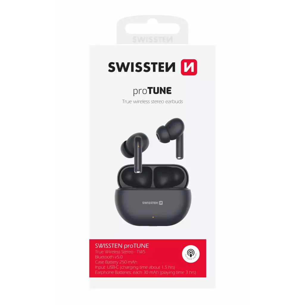 Obrázek produktu Swissten TWS sluchátka Pro Tune, černá