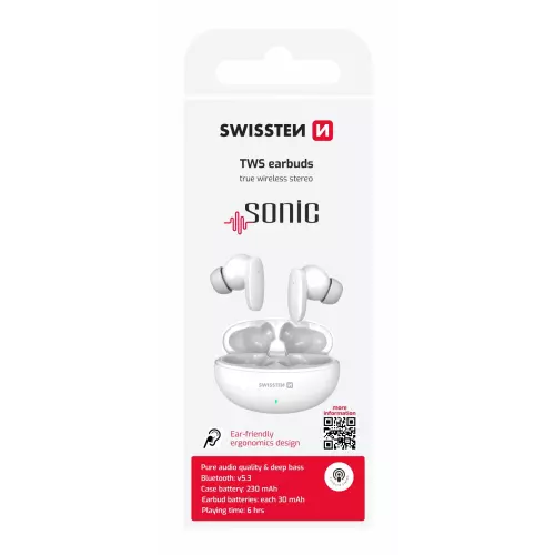 obrázek produktu Swissten TWS sluchátka Sonic, bílá