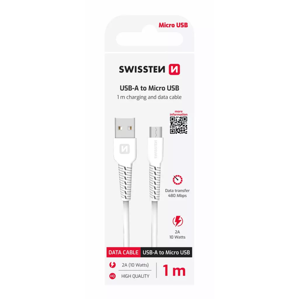Obrázek produktu Swissten kabel USB / Micro USB 1 m, bílý