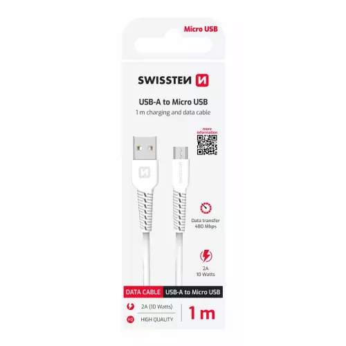 obrázek produktu Swissten kabel USB / Micro USB 1 m, bílý
