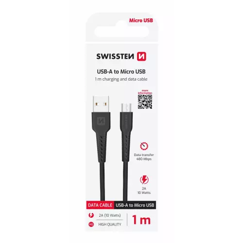 obrázek produktu Swissten kabel USB / Micro USB 1 m, černý