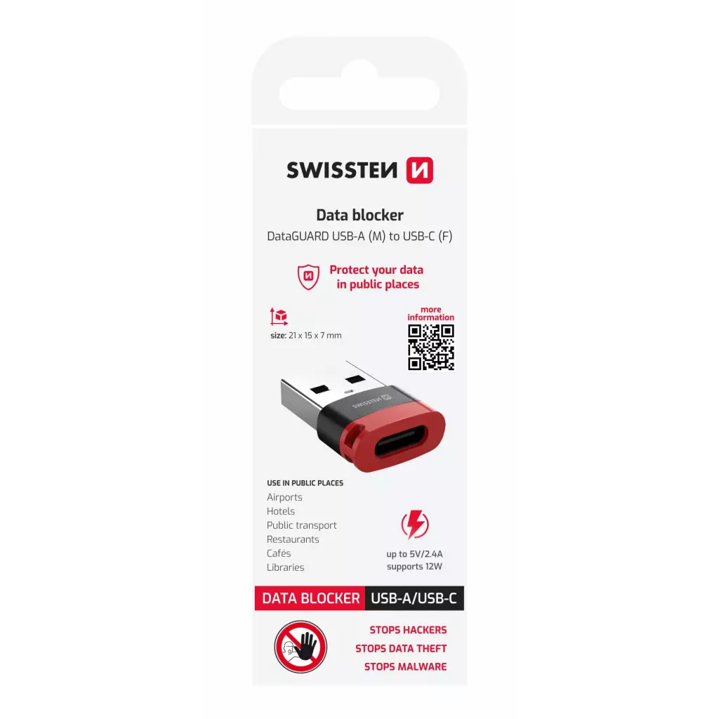 Obrázek produktu Swissten DataGuard USB-A / USB-C, černý