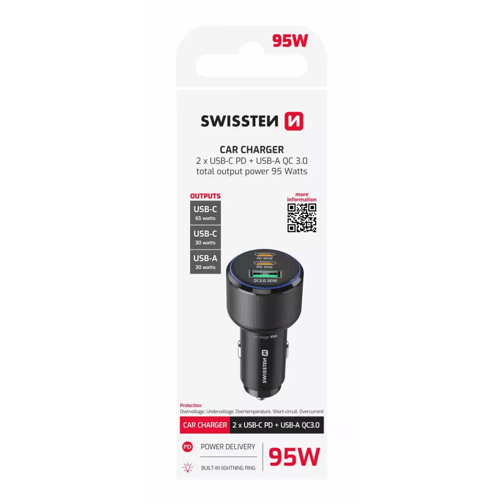 Obrázek produktu Swissten CL adaptér USB-C + USB-A, 95 W, černý