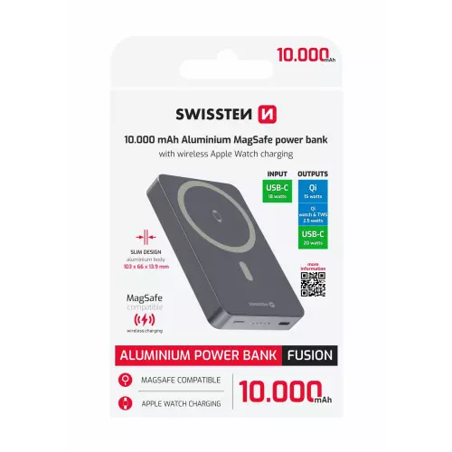 obrázek produktu Swissten powerbanka Fusion 10000 mAh, stříbrná