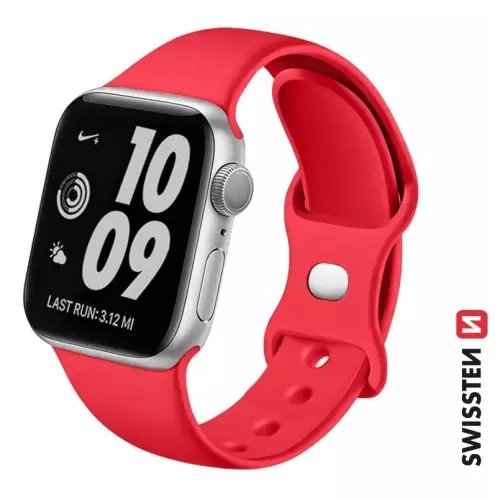 obrázek produktu Swissten řemínek Apple Watch silikonový 38–41 mm, červený  