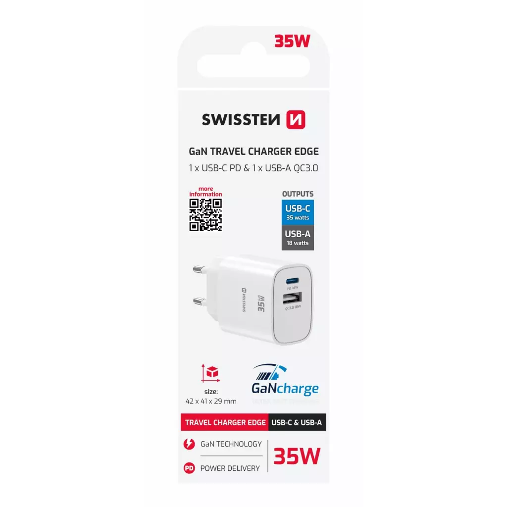 Obrázek produktu Swissten adaptér Edge GaN 35W, bílý 