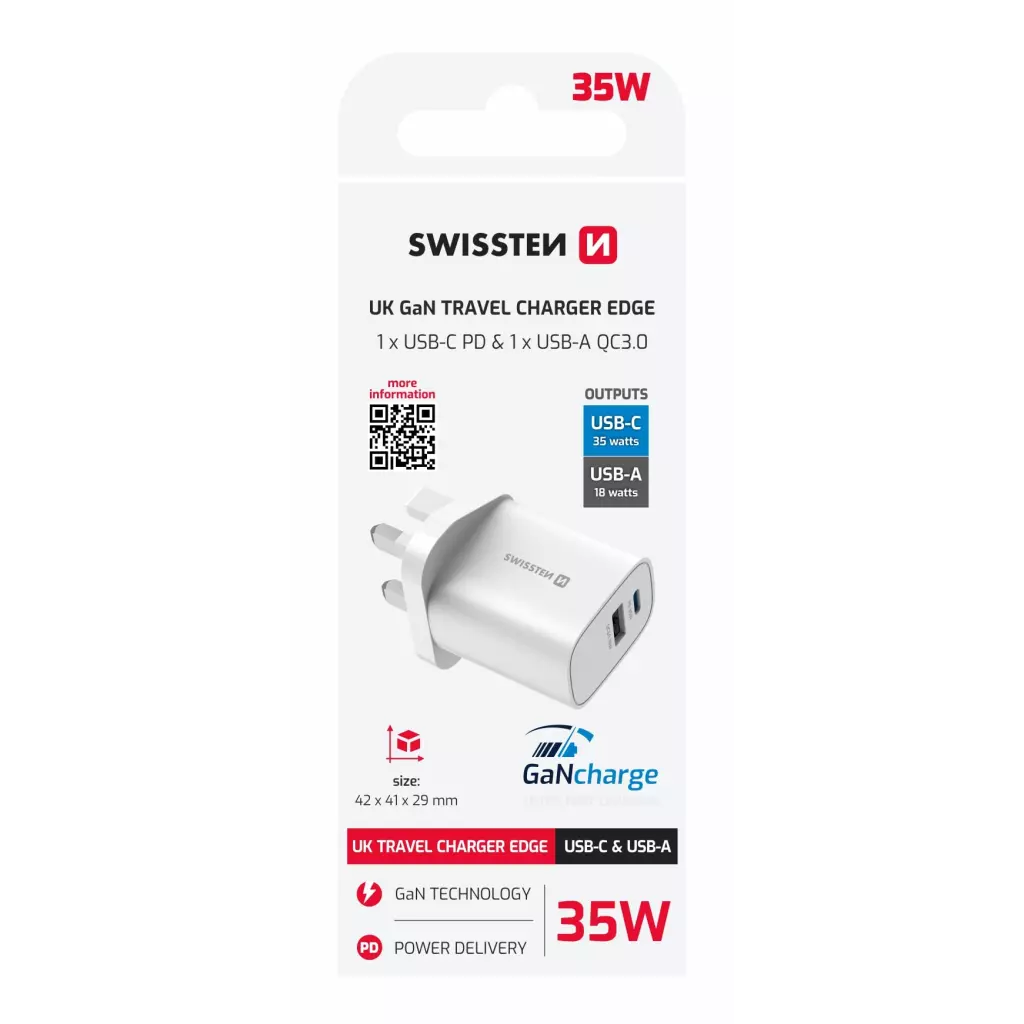 Obrázek produktu Swissten adaptér Edge GaN 35W UK, bílý 