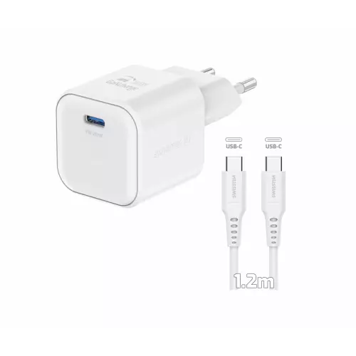obrázek produktu Swissten GaN adaptér 20W + USB-C kabel, bílý 