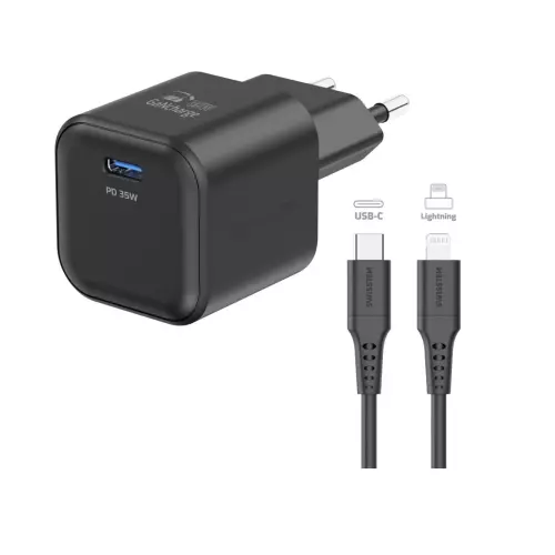 obrázek produktu Swissten GaN adaptér 35W + Lightning kabel, černý 