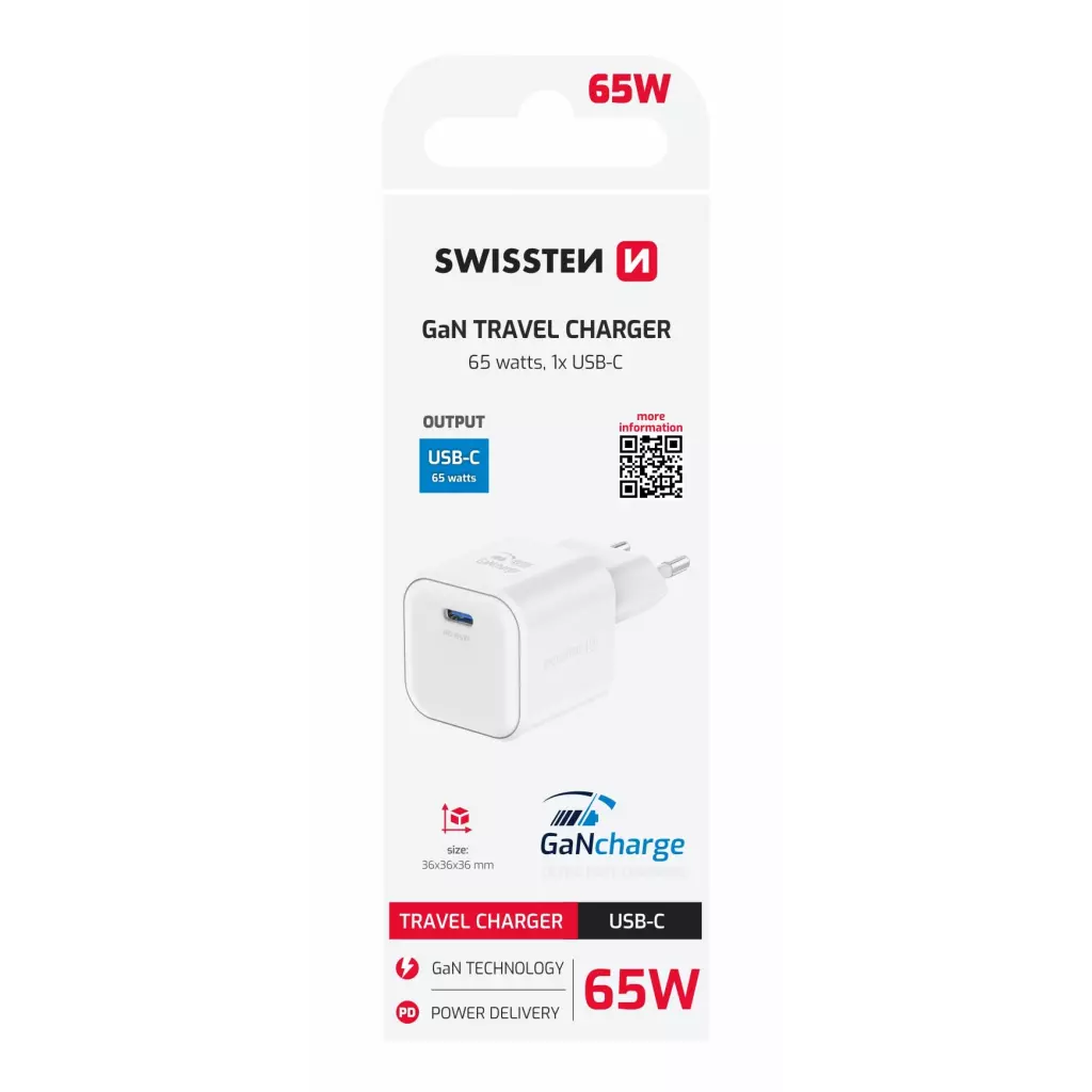 Obrázek produktu Swissten GaN adaptér 65W, bílý 