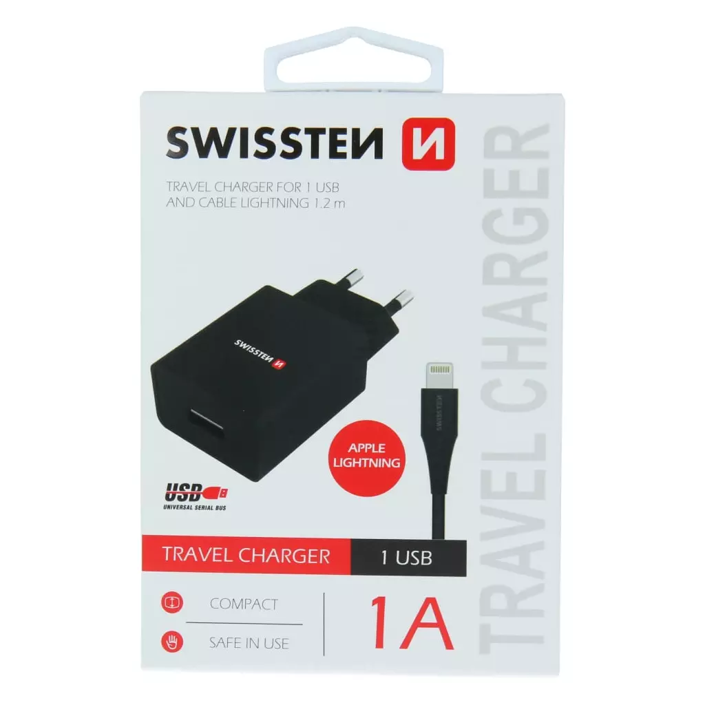 Obrázek produktu Swissten adaptér Smart IC 1× USB + Lightning, černý 