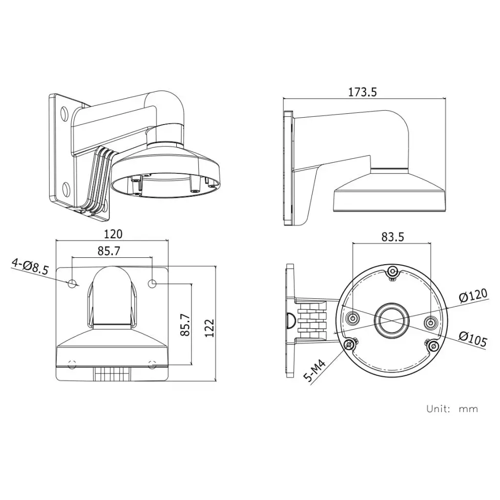 Obrázek produktu HIKVISION držák pro kameru DS-1272ZJ-120/ D7xx/ HiLook D1xxHA-LU