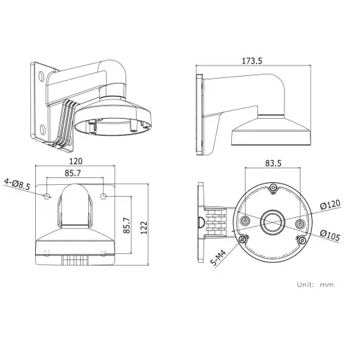 obrázek produktu HIKVISION držák pro kameru DS-1272ZJ-120/ D7xx/ HiLook D1xxHA-LU