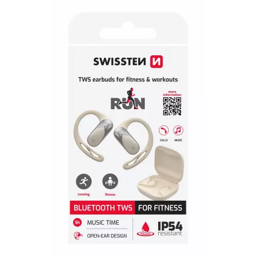 obrázek produktu Swissten Open Ear TWS sluchátka, béžová