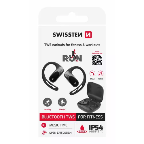 obrázek produktu Swissten Open Ear TWS sluchátka, černá
