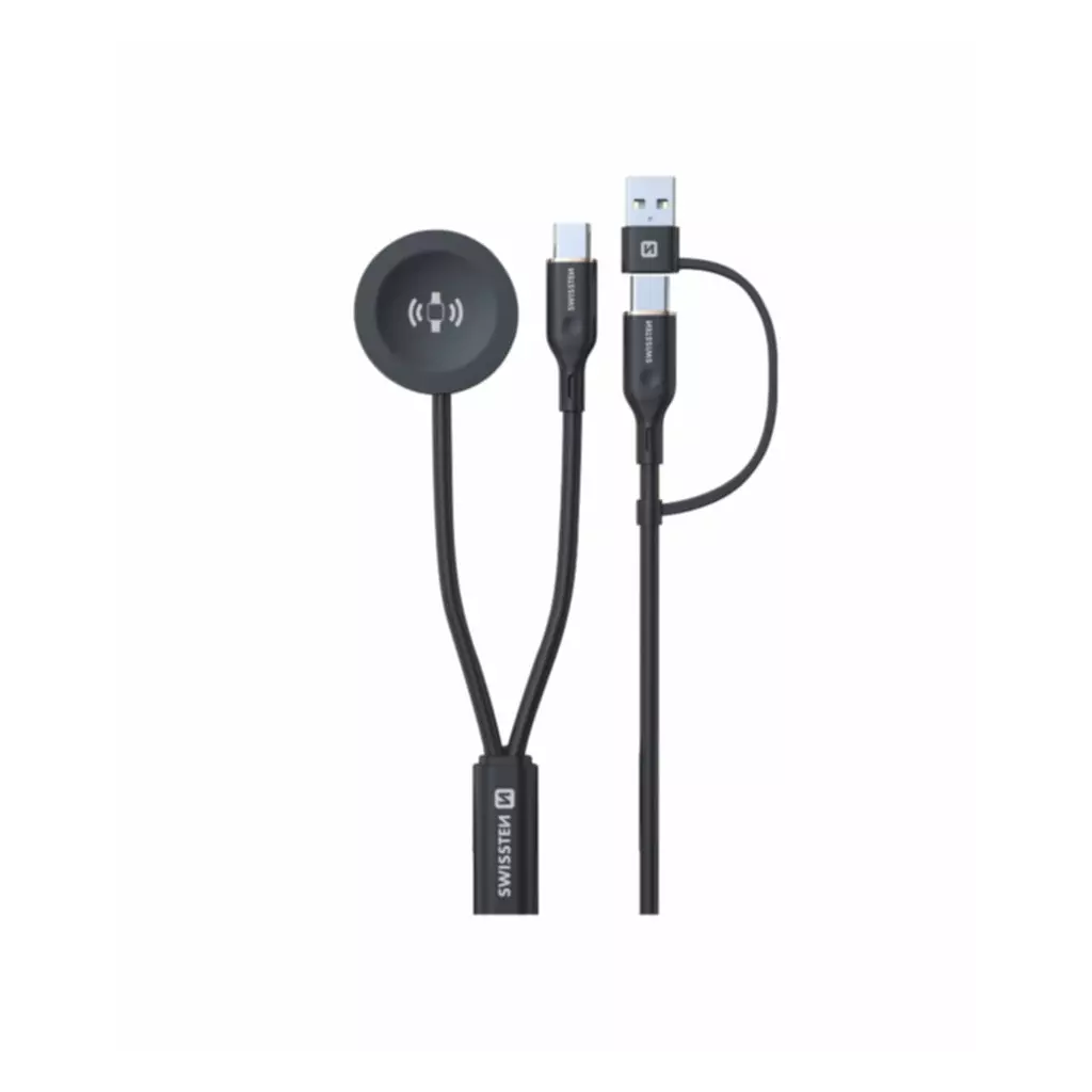 Obrázek produktu Swissten magnetický kabel 2v1 pro Galaxy Watch a USB-C, 1,2m, černý