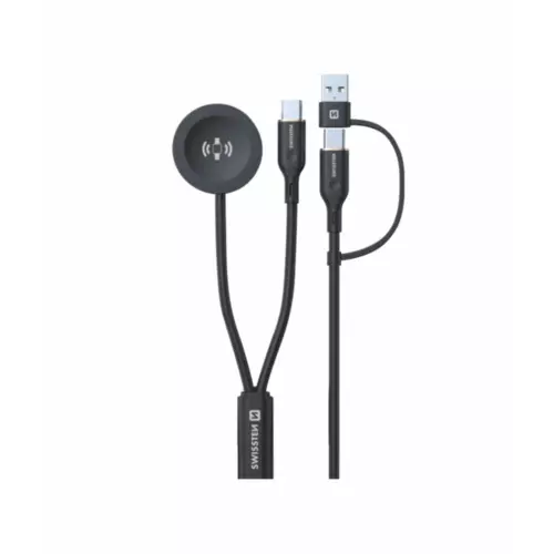 obrázek produktu Swissten magnetický kabel 2v1 pro Galaxy Watch a USB-C, 1,2m, černý