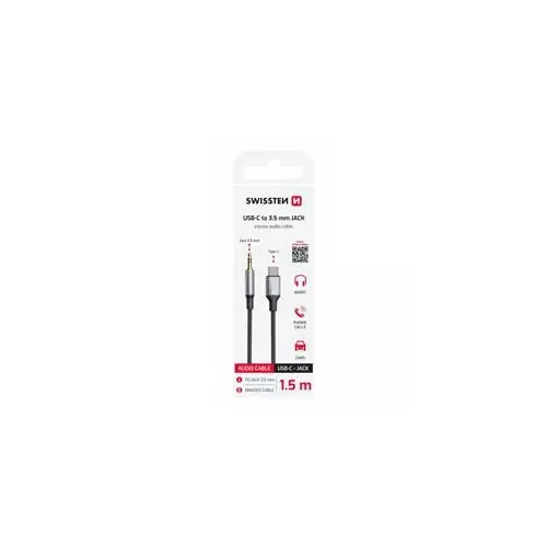 obrázek produktu Swissten Textile audio adaptér USB-C/3,5mm Jack 1,5 m, černý