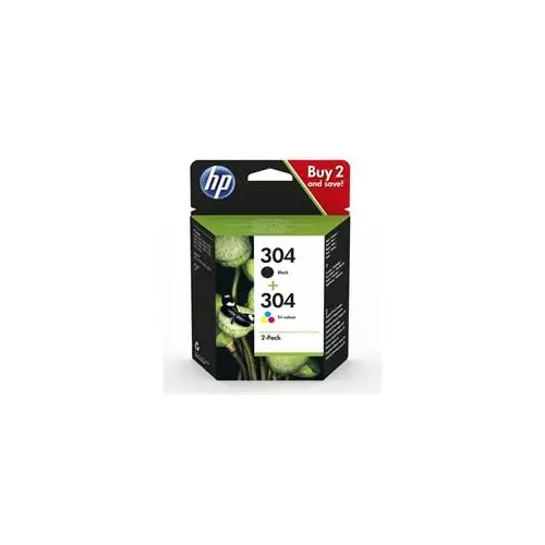 obrázek produktu HP 304 - 2-balení - pigmentová černá, barva (azurová, purpurová, žlutá)