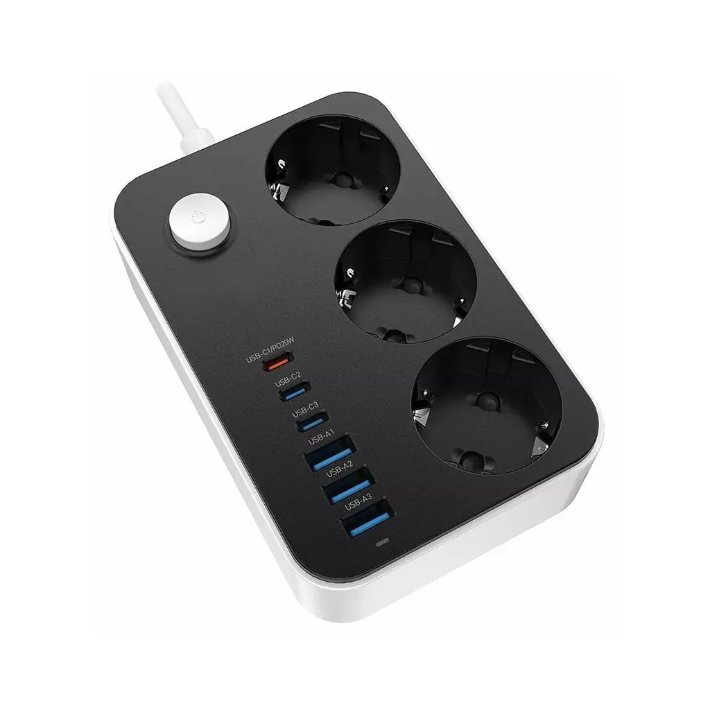 Obrázek produktu ColorWay CW-CHE36PDB/ 3x Schuko/ 3x USB-C 20W/ 3x USB-A/ kabel 2m