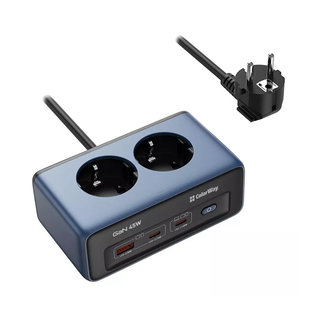 Obrázek produktu ColorWay CW-CHE25PDB/ 2x Schuko/ 2x USB-C 45W/ kabel 2m