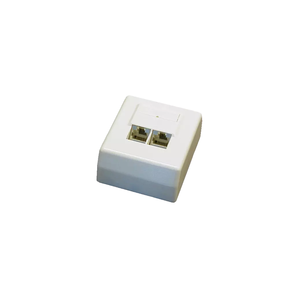 Obrázek produktu Datová zásuvka STP CAT5E 2xRJ45 na omítku 45st. bílá - bílá