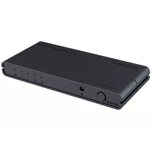 obrázek produktu PremiumCord HDMI switch 4:1 s podporou rozlišení 4Kx2K@60Hz, 1080P, HDR, s ovládáním tlačítkem a dálkovým ovladačem
