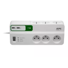 obrázek produktu APC Essential SurgeArrest 6 outlets with 5V, 2.4A 2 port USB charger, 230V France - přepěťová ochrana 6 zásuvek 1,8m