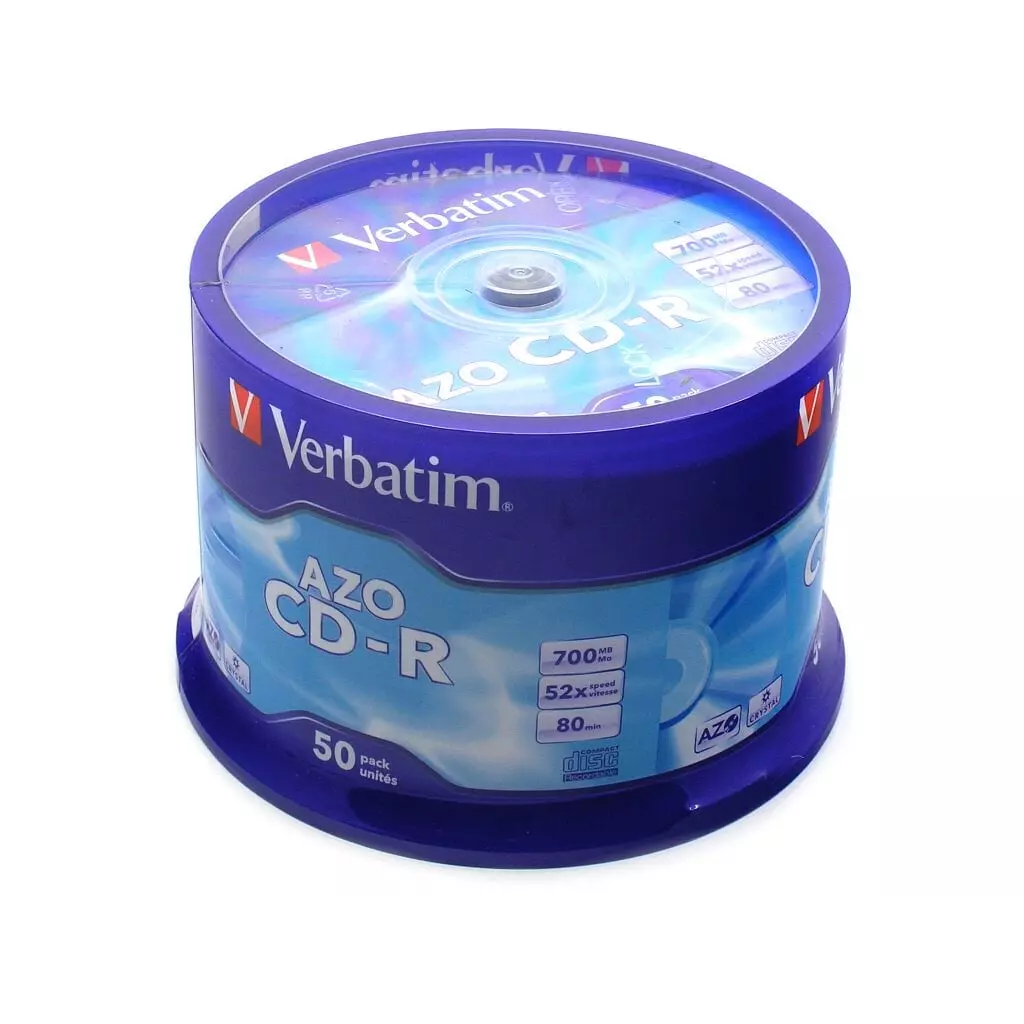 Obrázek produktu Verbatim CD-R AZO+Crystal 52x, 700MB, 50 ks (Spindl)
